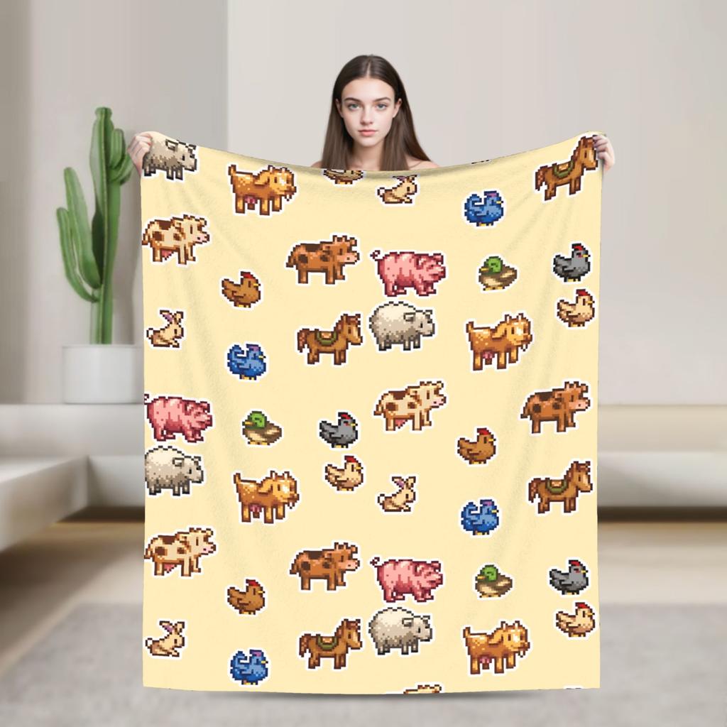 The best Stardew Valley farm-Flannel Blanket  Soft Durable Throw Blanket for Living Room Travel Pattern Bedspread Sofa Bed Cover