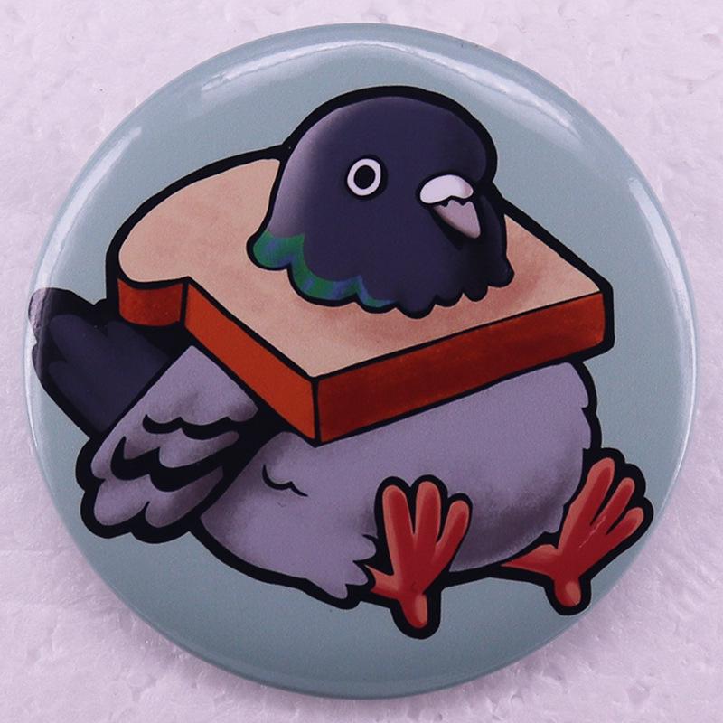 Pigeon Toast Tinplate Badge Pin