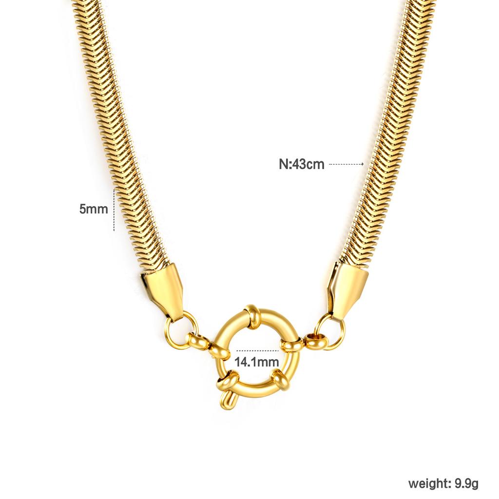 Fashion Metal Dragon Chain Round Clasp Collarbone Pendant Necklace Light Luxury Unique Design Jewelry