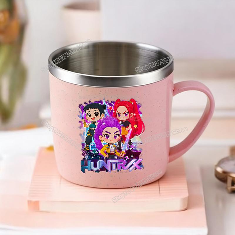 KPop Demon Hunters Children Home Water Cups Cartoon Stainless Steel Milk Mugs School Office Coffee Tea Adorable Girl Drink Cups