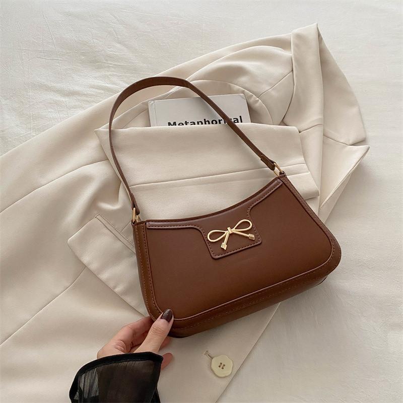 

Women S Chic Crescent-Shaped Hobo Shoulder Bag Casual Fashion Faux Leather Underarm Bag With Polyester Lining Elegant Zippered Handbag For Occasions коричневий
