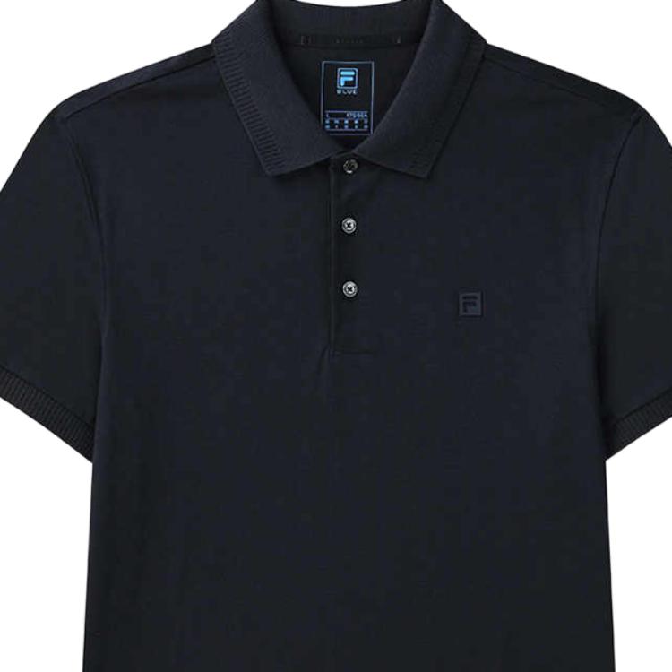 Fila Casual Solid Color Breathable Short Sleeve Polo Shirt Men Tops Navy-Blue F11M122132F-NV