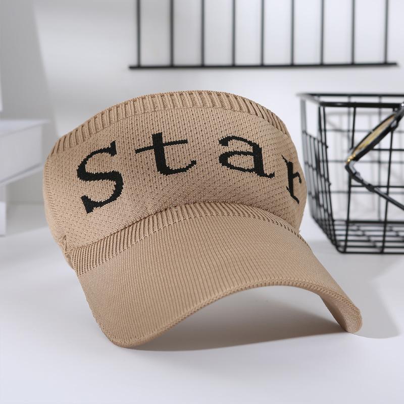 

Empty top sun hat women s summer letter knitted hat outdoor sports sun hat Korean version duck tongue baseball cap versatile One size fits all хаки