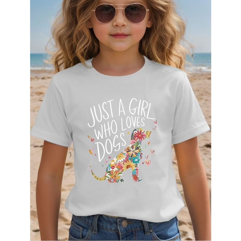 European sizes Girls Round Neck T-Shirt, Casual and Comfortable, Printed T-Shirt 110 белый