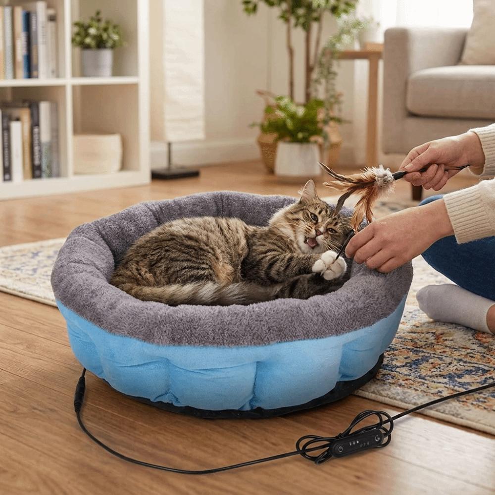 Soft Plush Warm Heated Pet Bed Adjustable Temperature Cat Sleeping Nest for Dogs Cats