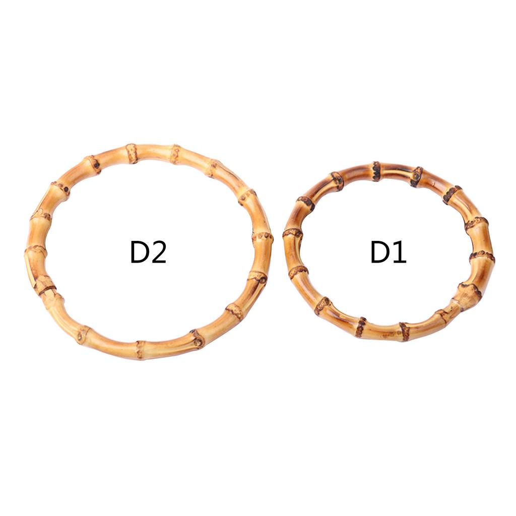 Flat Round Shape Bag Purse Handle Practical Bamboo Bag Handle DIY Handle Replacements for Handmade Beach-Bag Purse Bag
