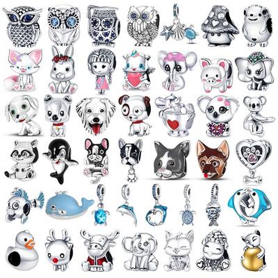Tier 100 % 925 Sterling Silber Eule Fuchs Blaue Meeresschildkröte Anhänger Passend für FashionOriginal Armband DIY Schmuckherstellung Pac091 