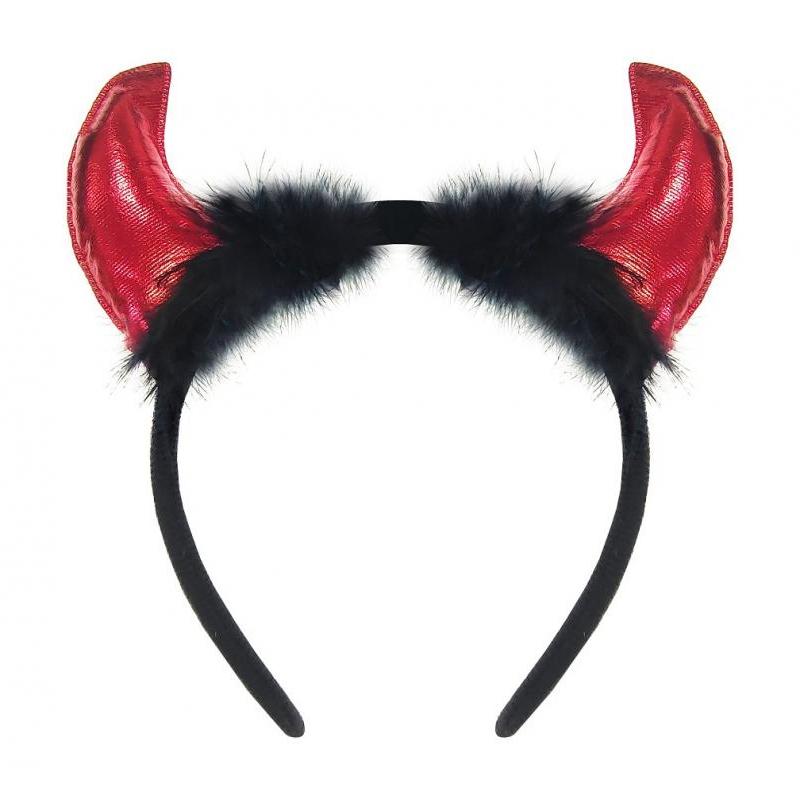 FuturoFashion Devil Horns Headband with Fur Unique