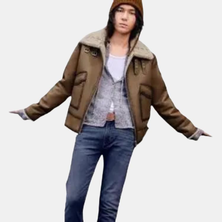 Levis FW24 Performance Warm Fleece Series Faux Shearling Jacket With Adjustable Zipper Men Jacket Brown 002NB-0000