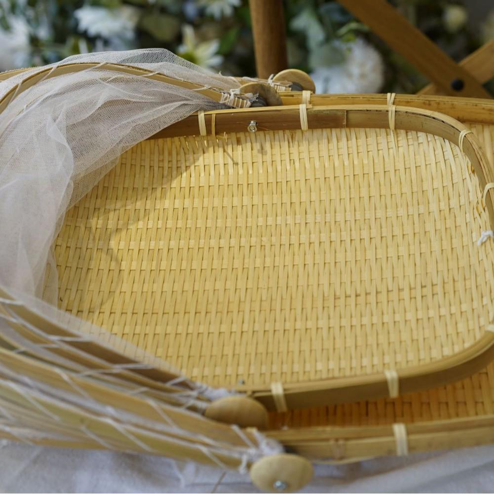 Vietnamesischer handgefertigter Bambus-Brottkorb mit Netzabdeckung - Landhausstil