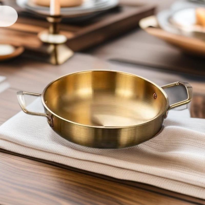Korean Stainless Steel Instant Noodle Pot With Handle Frying Pans Cooking Pots Durable Seafood Snack Plate Kitchen Cookware