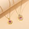 2PCS/Lot Anime Princess Long Hair Sun Crystal Crown Charm Necklace Rapunzel Rhinestone Girl Gift Pendant Chain Elegant Jewelry