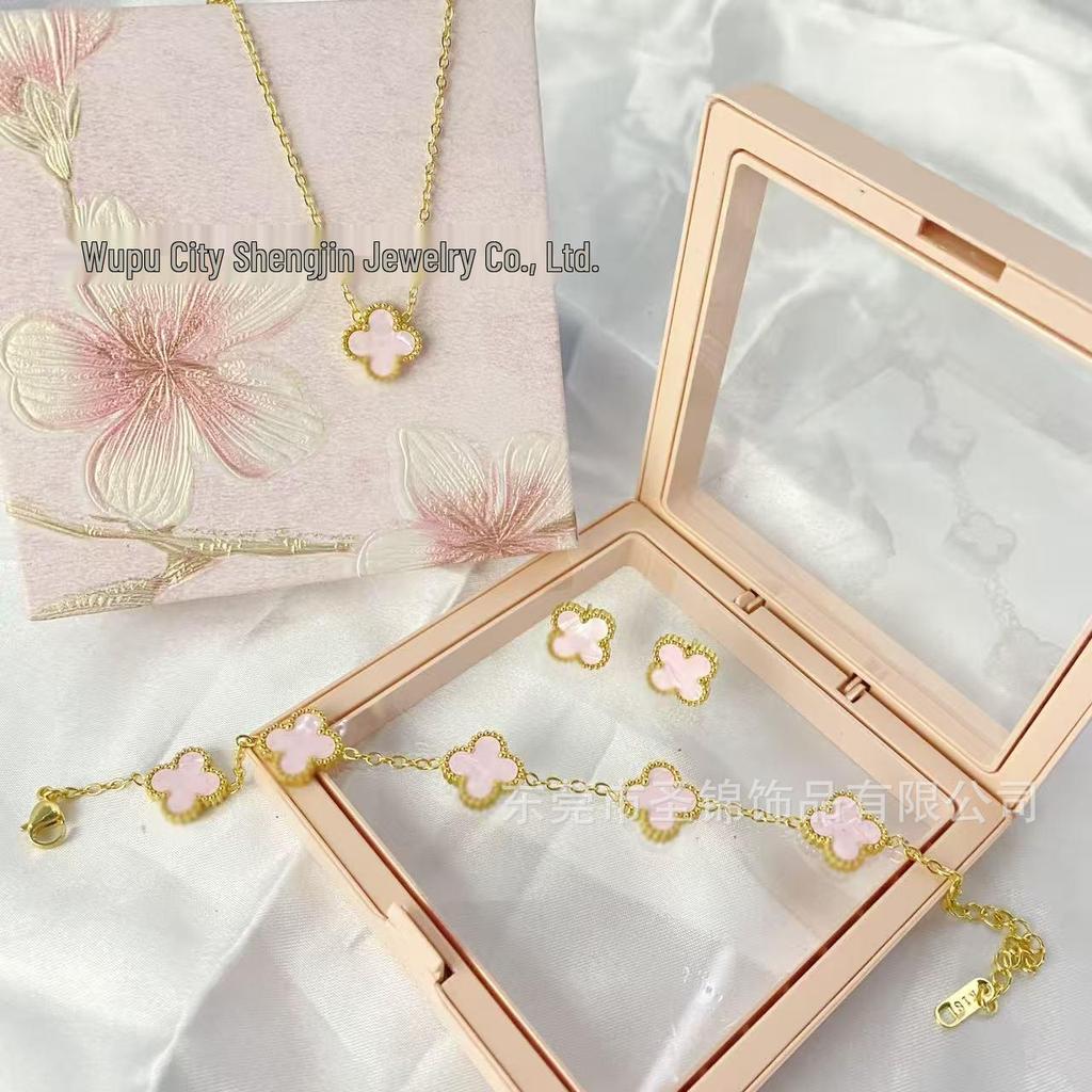 Double-Sided 18K Gold Mother-of-Pearl Four-Leaf Clover Necklace