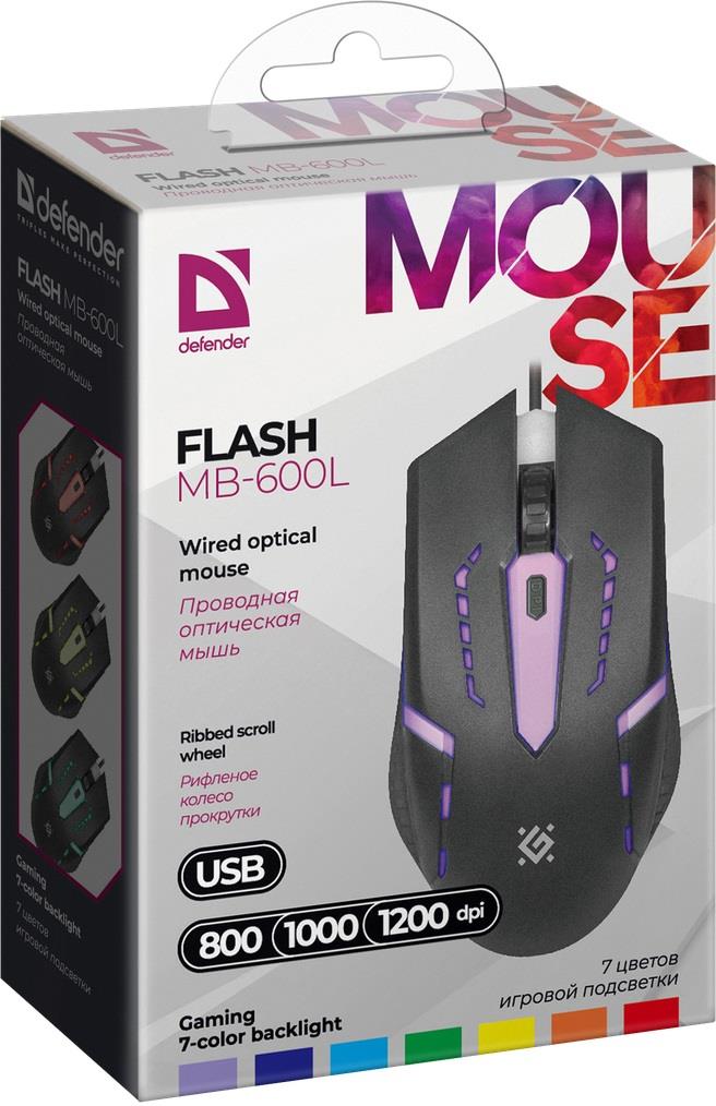 Defender FLASH MB-600L 1200dpi 4P LED Wired Mouse