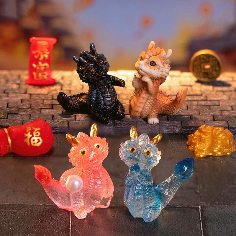 Cute Mini Dragon Figurine 2023 Year Of The Dragon Ornament Micro Landscape Decoration Dollhouse Miniature Toy