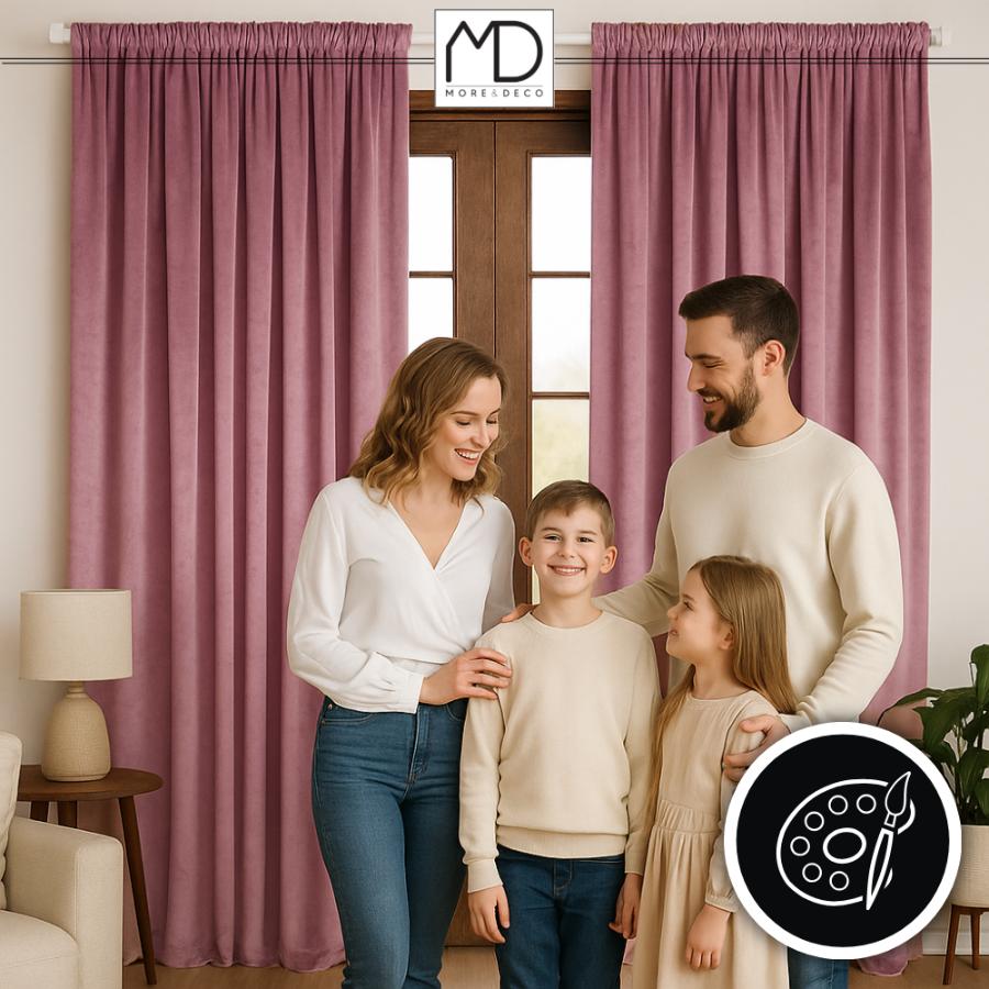 Velvet curtain on a ribbon - pink