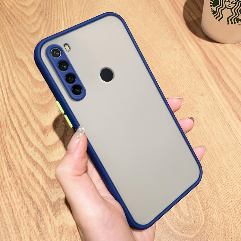 Skin Feel Armor Hard PC Case For Xiaomi Redmi Note 8 Contrast Button Shockproof Cover Cases