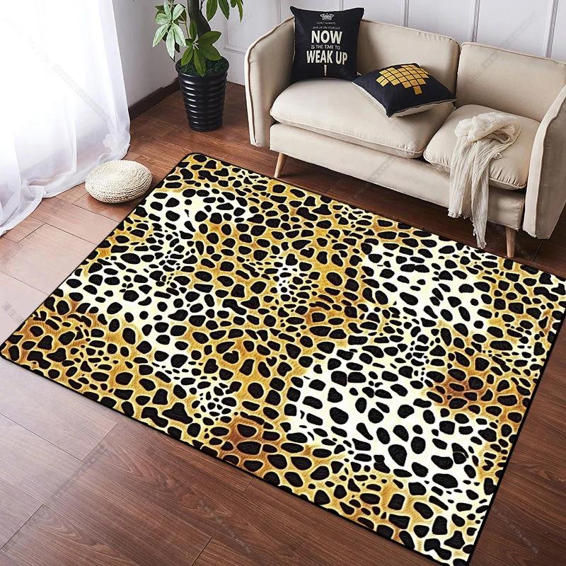 Abstract Style Leopard Soft Carpet Living Room Decoration Homesofa Area Large Sofa Side Rugs Non-slip Bedroom Floor Mat Washable