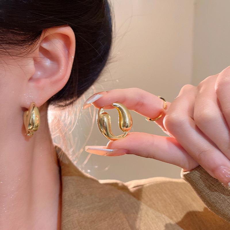 Взрывные золотые модные серьги женские уникальные металлические серьги-кольца холодный ветер персонализированные серьги оптом