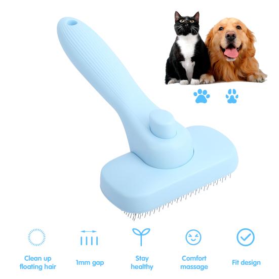 Dog Grooming Brush Self Cleaning Pet Shedding Grooming Hair Slicker Massage Brush for Cats Dogs Rabbits