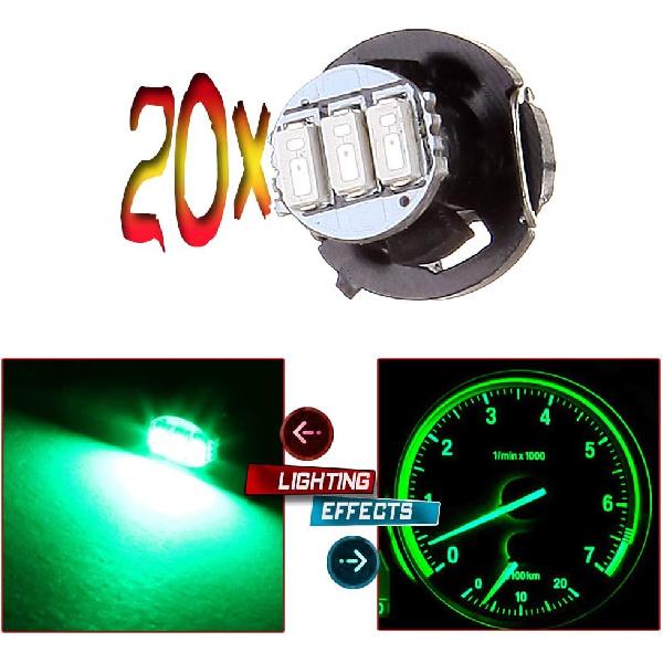 cciyu 20 Pack T4/T4.2 Green Neo Wedge 3LED A/C Light Bulbs Replacement For Indicator Light Instrument Panel Light