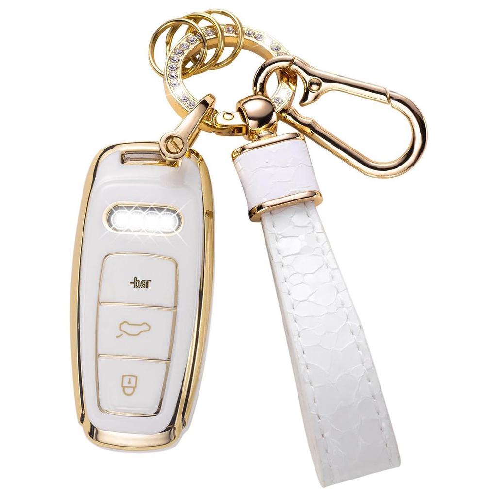 Gold-Edged Key Cover Pendant with Stone Pattern Keychain for Cars - Cross-Border Bestseller