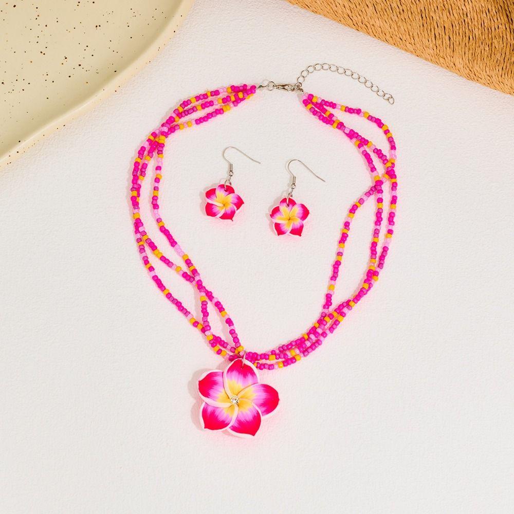 Egg Flower Earrings Necklaces Jewelry Set Bohemia Collarbone Chain Jewelry Gifts