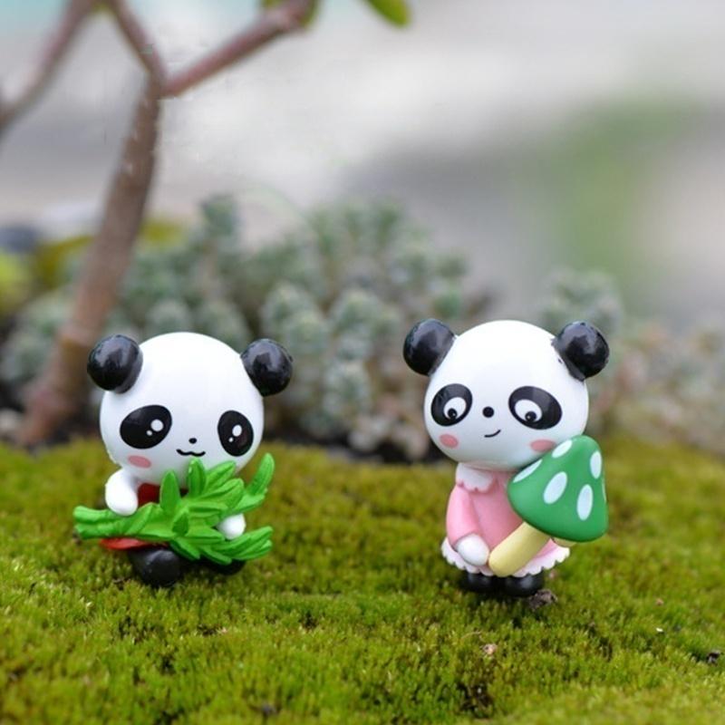 4PCS Mini Panda Animal Figurines Dollhouse Toys Miniatures/Terrarium Micro Fairy Garden DIY