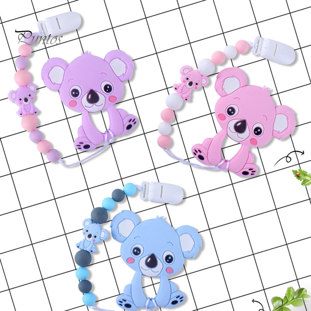 Puntos Cartoon Baby Food Grade Silikon Koala Beißring Schnuller Clip Kette Zahnen Spielzeug