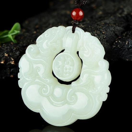 Hetian Jade Double Pixiu Pendant with Fu Character