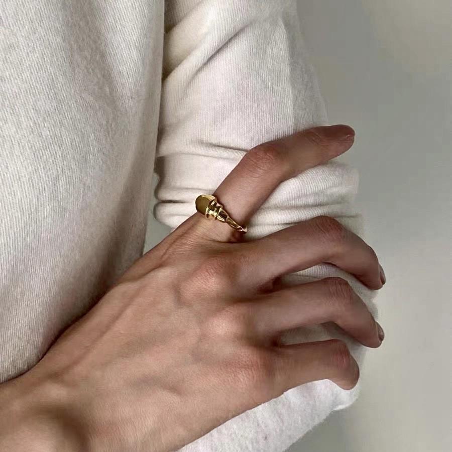 Women's Geometric French Croissant Adjustable Ring - Trendy and Versatile Fashion Accessory