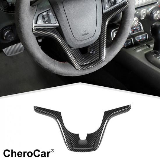 Carbon Fiber Car Steering Wheel Decor Cover Trim Shell For 2012-15 Chevy Camaro
