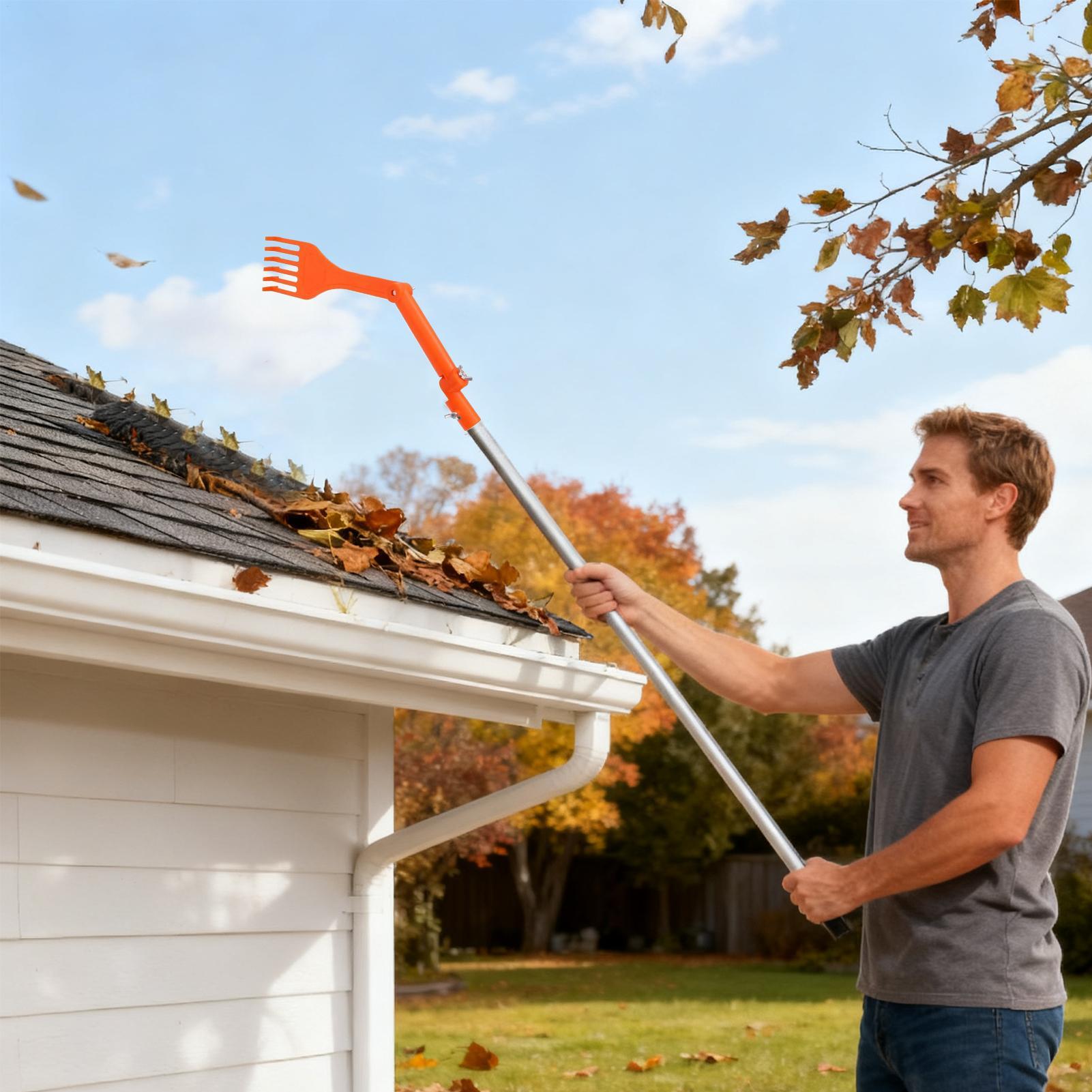 Gutter Cleaner Adjustable Portable Long Reach Gutter Cleaner Brush Roof Leaves Rake For Roof Ground Drain Garden Yard Lawn China Mainland