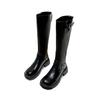 Thick-soled knight boots women's 2025 new autumn and winter western denim thick heel black knee-high long boots