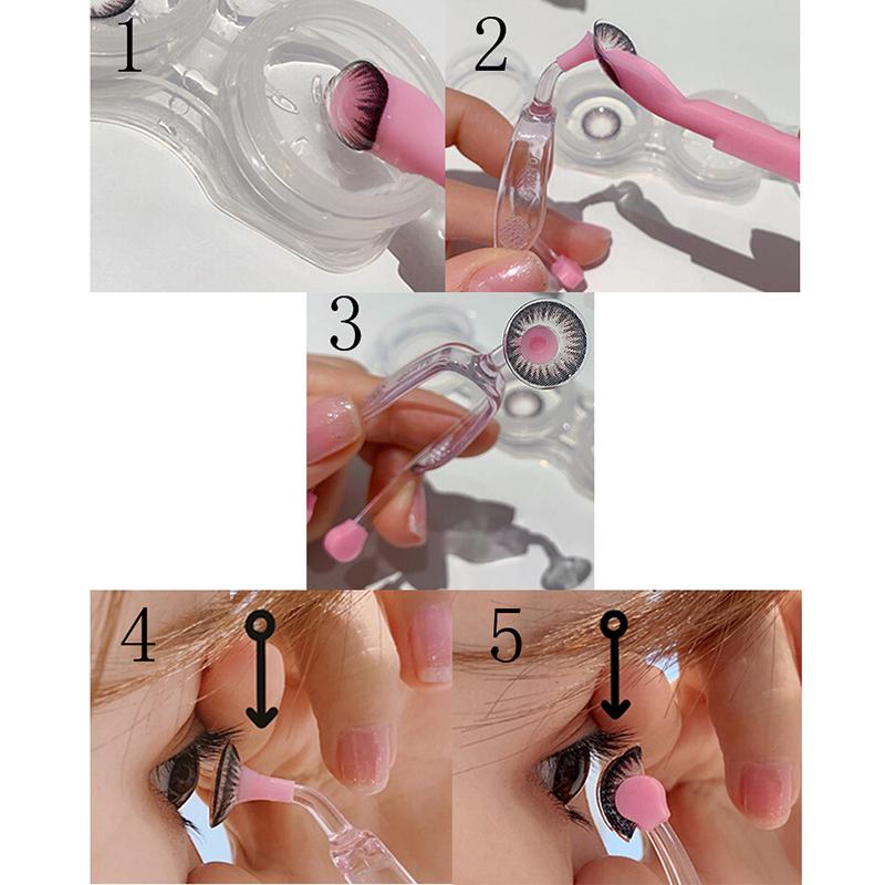 Eyecare Contact Lenses Inserter Remover Silicone Soft Tip Tweezer Stick Case Set