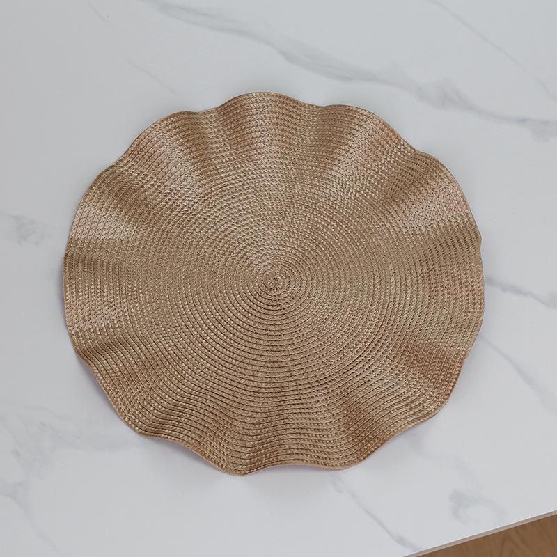 

Круглі плетені серветки на стіл Набір з 1 серветки Хвилястий край Для обідніх столів Ткані Миються Нековзні Настільні килимки 15 дюймів 38cm