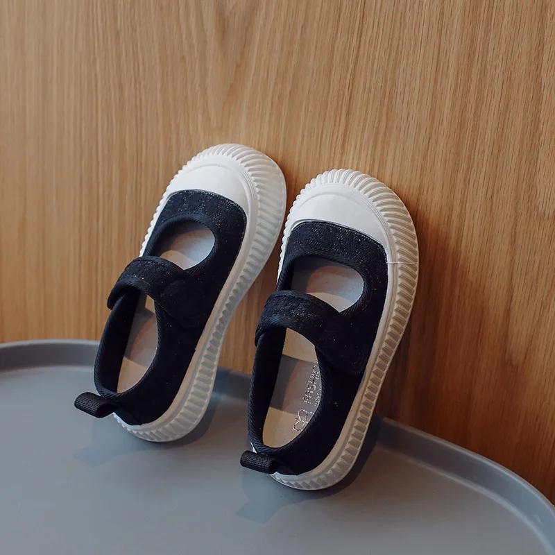 

Детская обувь Весна Дизайнерская Мягкая подошва Мэри Джейн Холщовые туфли Лето Дышащие Девочка Повседневные Противоскользящие Кроссовки Zapatos Niña 30insole18.8cm чёрный