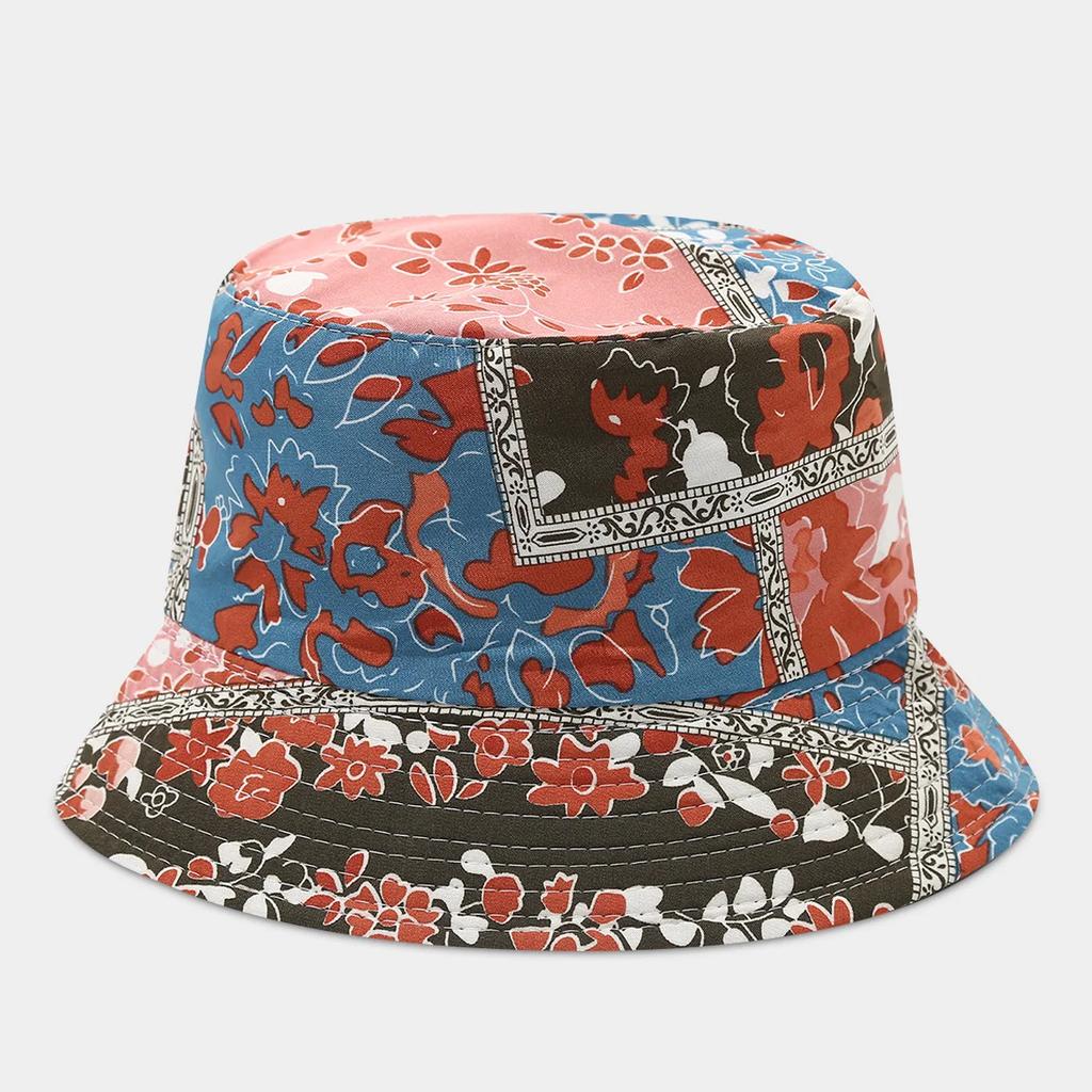 Boho style flower print double side sunscreen fisherman hat women fashionable outdoor sunshade retro sun beach bucket hat