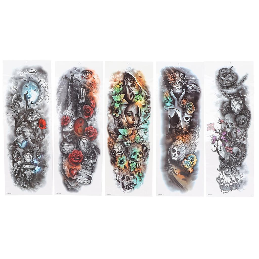 Waterproof Temporary Tattoos Full Arm Tattoo Stickers Long Lasting Fake Tattoos 5PcsSet
