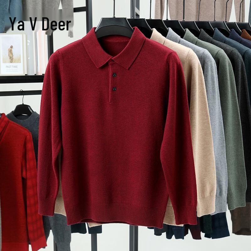 Yalu Men's Casual Long-Sleeve Knitted Polo Shirt