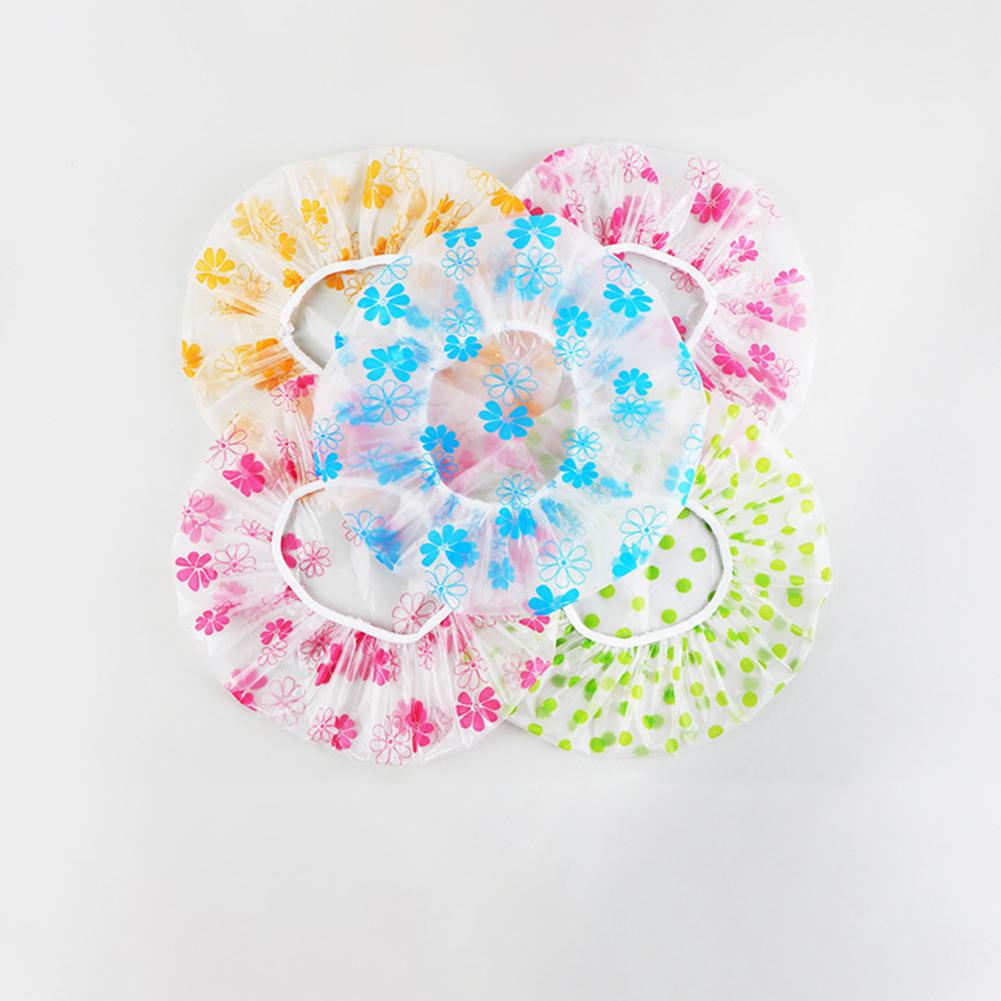 Pink Polka Dot Shower Cap PE Material Waterproof Soft Elastic Band Secure Fit Travel Friendly Lightweight Foldable Hair Protect