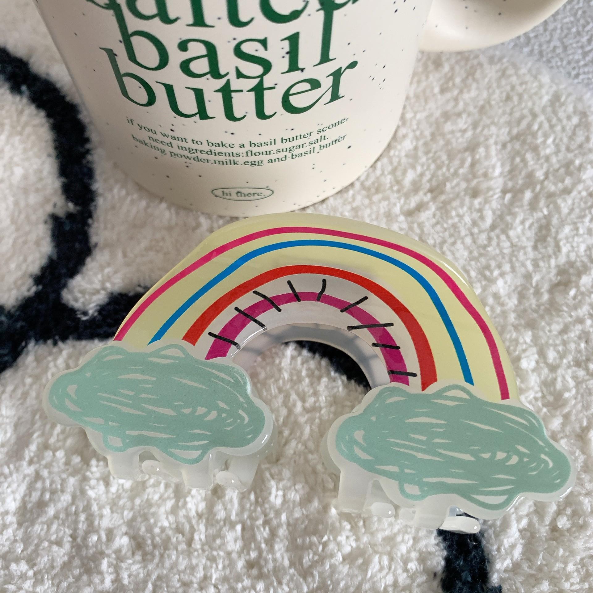 

YHJ Милая радужная тучка акриловая заколка для волос - Женская заколка-акула с граффити для прически