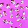 24pcs Short Square Press On Nails, Fake Nails,Full Cover Stripe Design False Nails For Women And Girls Including Nail File And Jelly Glue