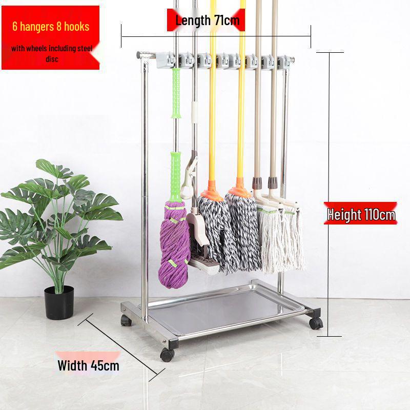 Κινητή Βάση Σφουγγαρίστρας & Οργανωτής Εργαλείων Καθαρισμού από Ανοξείδωτο Ατσάλι