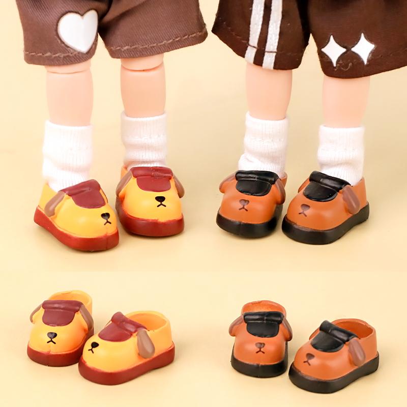 OB11 Puppy Pattern Cute Doll Shoes Ob11 Doll Cartoon Shoes Diy Lovely Toys For Dod Ddf Body9 1/12 Bjd Gsc Bjd Doll Shoes Accessories