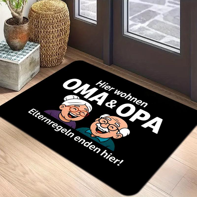 

Oma & Opa Themed Door Mat Soft Flannel Welcome Mat Outdoor Carpet Machine Washable Rug For Bedroom Carpet For Live Room Home Dec 40X60CM (1.3X2FT