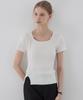 OURHOPE Ribbed Square Neck Slit Knit - White