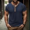 Men’s Short Sleeve Colorblock Waffle Henley Shirt