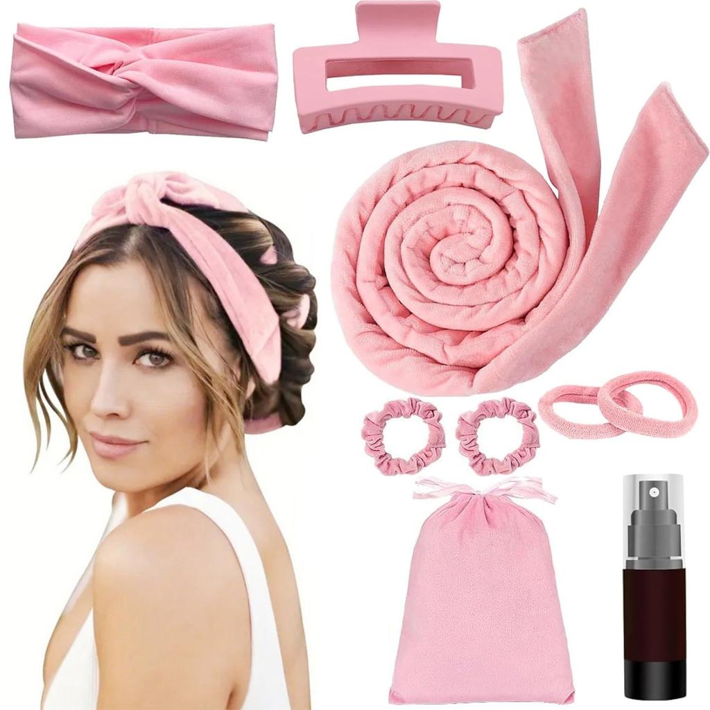 Non Thermal Curling Iron Gift Box Set With Headband And Hair Straightener For Hair Styling