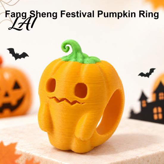 Small Pumpkin Ring, Cartoon Printed Halloween Ring 3D Plastic Costume Jewelry Finger Festive Accessory